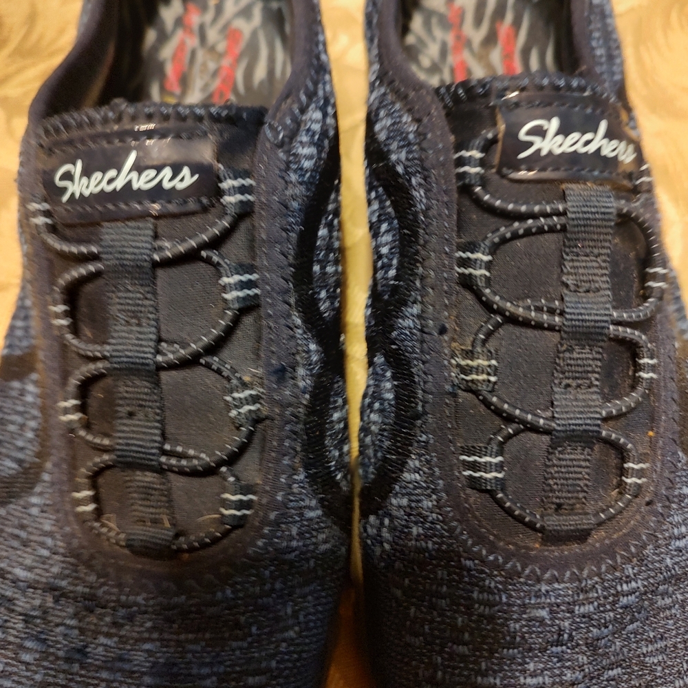 👣 Super Comfy Navy Blue Skechers Toggle Pull On Sneakers Tennis Shoes - 7.5M - Picture 6 of 9